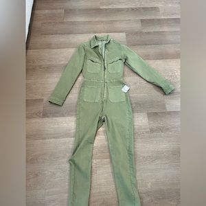 Free People Lennox Jumpsuit Long Sleeve - Army Green